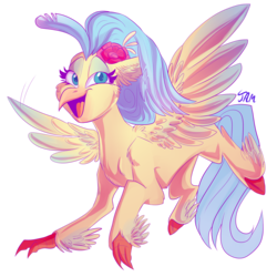 Size: 2500x2500 | Tagged: safe, artist:ihasjessie-kat, princess skystar, classical hippogriff, hippogriff, g4, my little pony: the movie, female, flower, flower in hair, high res, solo, wings