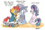 Size: 2305x1559 | Tagged: safe, artist:bobthedalek, starlight glimmer, sunburst, trixie, twilight sparkle, pony, unicorn, g4, my little pony: friendship is magic, uncommon bond, :p, body pillow, brush, cape, clothes, comb, cricket ball, dialogue, featured image, female, frown, glare, glasses, hammerspace hair, hat, looking at each other, magic, male, mare, open mouth, pillow, rubik's cube, shrunken pupils, simple background, sitting, stallion, tongue out, traditional art, trixie's cape, trixie's hat, unamused, watching, white background, wide eyes