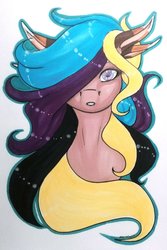 Size: 1024x1535 | Tagged: safe, artist:oneiria-fylakas, oc, oc only, pony, bust, female, mare, portrait, solo, traditional art