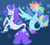 Size: 1155x1047 | Tagged: safe, artist:xenon, color edit, edit, rainbow dash, rarity, seapony (g4), g4, my little pony: the movie, blushing, colored, curved horn, female, horn, lesbian, seaponified, seapony rainbow dash, seapony rarity, ship:raridash, shipping, species swap, swimming, underwater