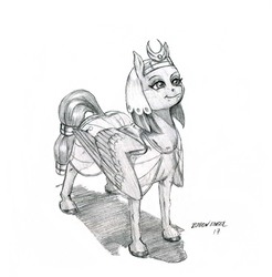 Size: 1100x1117 | Tagged: safe, artist:baron engel, somnambula, pegasus, pony, g4, female, grayscale, mare, monochrome, pencil drawing, simple background, solo, traditional art, white background