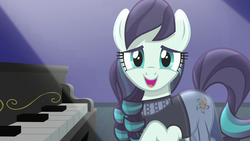 Size: 1920x1080 | Tagged: safe, screencap, coloratura, g4, the mane attraction, female, looking at you, musical instrument, piano, rara, smiling, solo