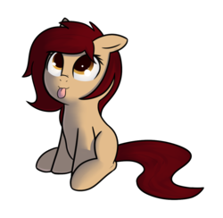 Size: 1204x1177 | Tagged: safe, artist:neuro, oc, oc only, oc:careful watch, pony, :3, :p, blank flank, cute, female, filly, floppy ears, looking up, nose wrinkle, simple background, sitting, smiling, solo, tongue out, transparent background