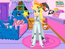 Size: 800x600 | Tagged: safe, artist:user15432, applejack, human, equestria girls, g4, accessory, boots, clothes, color design, costume, dress up, dressup, enjoy dressup, halloween, halloween costume, hasbro, hasbro studios, hat, holiday, jack-o-lantern, magic wand, pumpkin, shoes, solo