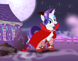 Size: 1020x793 | Tagged: safe, artist:user15432, rarity, devil, pony, unicorn, g4, accessory, clothes, costume, demon wings, devil rarity, devil tail, dress up, dress up game, dressup, female, halloween, halloween costume, holiday, mare, shoes, solo, stockings, thigh highs