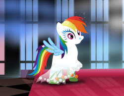 Size: 1020x793 | Tagged: safe, artist:user15432, rainbow dash, ghost, pegasus, pony, g4, bedsheet ghost, clothes, costume, dress up, dress up game, dressup, female, halloween, halloween costume, holiday, mare, shoes, solo, stockings, thigh highs