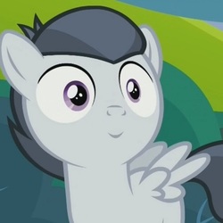 Size: 477x477 | Tagged: safe, edit, edited screencap, screencap, rumble, pegasus, pony, g4, marks and recreation, colt, inverted mouth, male, reaction image, smiling, solo