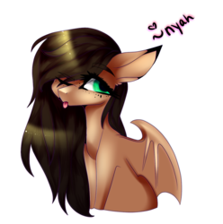 Size: 990x1000 | Tagged: safe, artist:hyshyy, oc, oc only, oc:evelynn, bat pony, pony, bat pony oc, female, mare, one eye closed, simple background, solo, tongue out, transparent background, wink