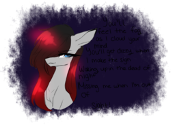 Size: 1024x763 | Tagged: safe, artist:hyshyy, oc, oc only, oc:raven, pony, bust, female, mare, portrait, scooby-doo and the witch's ghost, scooby-doo!, solo, song reference