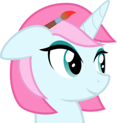 Size: 1500x1576 | Tagged: safe, artist:arifproject, oc, oc only, pony, unicorn, bust, paintbrush, simple background, smiling, transparent background, vector