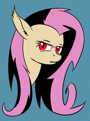 Size: 1280x1717 | Tagged: safe, artist:replacer808, fluttershy, bat pony, g4, bust, flat colors, flutterbat, looking at you, race swap, simple background