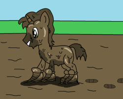 Size: 1118x900 | Tagged: safe, artist:amateur-draw, oc, oc only, oc:maven cash, covered in mud, downvote bait, ms paint, mud, muddy, shoes, sneakers, solo, wet and messy
