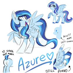 Size: 1024x1024 | Tagged: safe, artist:azure-art-wave, oc, oc only, oc:azure, pegasus, pony, female, mare, reference sheet, solo, watermark