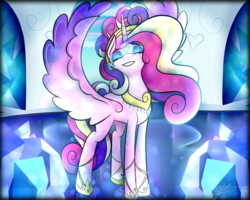 Size: 6000x4800 | Tagged: safe, artist:cosmicchrissy, princess cadance, alicorn, pony, g4, absurd resolution, eyes closed, female, solo, spread wings, wings