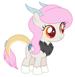 Size: 1276x1312 | Tagged: safe, artist:cutiesparkle, oc, oc only, oc:corona, hybrid, female, filly, interspecies offspring, offspring, parent:discord, parent:princess celestia, parents:dislestia, simple background, solo, transparent background