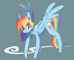 Size: 1271x1025 | Tagged: safe, artist:xenon, rainbow dash, pegasus, pony, g4, female, looking at you, mare, solo, spread wings, wings