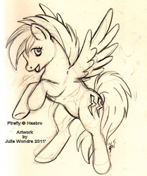 Size: 553x660 | Tagged: safe, artist:blackfrost, firefly, pegasus, pony, g1, female, sketch, solo, traditional art