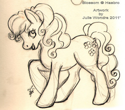 Size: 670x586 | Tagged: safe, artist:blackfrost, blossom, earth pony, pony, g1, female, sketch, solo, traditional art