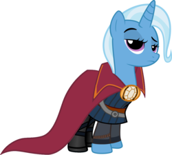 Size: 942x847 | Tagged: safe, artist:grapefruitface1, artist:tim015, edit, vector edit, trixie, pony, unicorn, g4, boots, brooch, cape, cloak of levitation, clothes, doctor strange, female, jewelry, mare, marvel, marvel cinematic universe, movies, parody, shoes, show accurate, simple background, solo, transparent background, vector