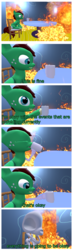 Size: 2000x6850 | Tagged: safe, artist:northern haste, oc, oc only, oc:northern haste, pony, 3d, bone, comic, dialogue, fire, skeleton, solo, source filmmaker, this is fine