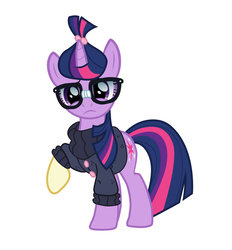 Size: 862x927 | Tagged: safe, artist:n238900, moondancer, twilight sparkle, g4, character to character, frown, glasses, moondancer's sweater, pony to pony, raised hoof, recolor, transformation, transformation sequence