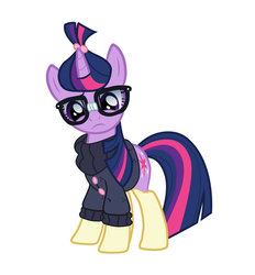 Size: 862x927 | Tagged: safe, artist:n238900, moondancer, twilight sparkle, g4, character to character, frown, glasses, looking down, moondancer's sweater, pony to pony, recolor, transformation, transformation sequence