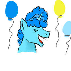 Size: 500x500 | Tagged: safe, artist:horsesplease, edit, party favor, g4, balloon, blue, excited, happy, laughing, male, paint tool sai, party, solo, xd, yay
