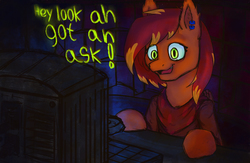Size: 2000x1300 | Tagged: source needed, useless source url, safe, artist:charles farrow, artist:charles-farrow, oc, oc only, oc:charles farrow, pegasus, pony, ask charles farrow, ask, library, night, solo, tumblr