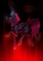 Size: 1131x1600 | Tagged: safe, artist:crystalleye, tempest shadow, pony, unicorn, g4, my little pony: the movie, armor, broken horn, crying, eye, eyes, female, floppy ears, horn, magic, mare, solo, sparking horn