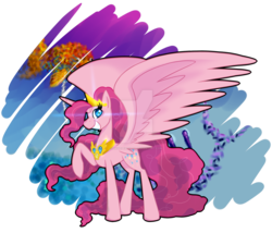 Size: 1280x1097 | Tagged: safe, artist:angiepeggy2114, pinkie pie, alicorn, pony, g4, spoiler:comic, spoiler:comic57, alicornified, concave belly, deviantart watermark, female, obtrusive watermark, pinkiecorn, princess of chaos, race swap, slender, solo, thin, watermark, xk-class end-of-the-world scenario