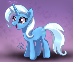 Size: 1170x1000 | Tagged: safe, artist:joakaha, trixie, pony, unicorn, g4, cute, diatrixes, excited, female, mare, open mouth, signature, solo