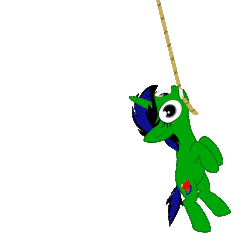 Size: 500x500 | Tagged: safe, artist:snoopystallion, oc, oc only, oc:lupi, pony, unicorn, animated, gif, hanging, looking at you, mouth hold, rope, simple background, solo, transparent background