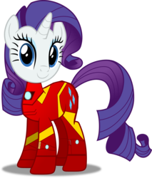 Size: 3412x4000 | Tagged: safe, artist:dashiesparkle edit, artist:grapefruitface1, derpibooru exclusive, edit, vector edit, rarity, pony, g4, avengers, civil war, clothes, electricity, female, iron man, marvel, marvel cinematic universe, ponified, science fiction, show accurate, simple background, solo, suit, tony stark, vector
