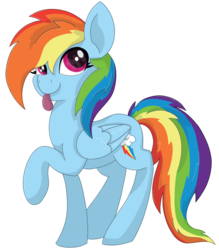 Size: 900x1027 | Tagged: dead source, safe, artist:colaetinq, rainbow dash, pegasus, pony, g4, :p, cute, dashabetes, female, looking at you, mare, raised hoof, simple background, smiling, solo, tongue out, transparent background