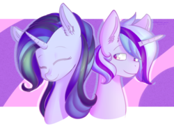 Size: 1600x1200 | Tagged: safe, artist:darkness-pure, oc, oc only, oc:nightmare eclipse, oc:sorcer, pony, unicorn, magical lesbian spawn, offspring, parent:starlight glimmer, parent:trixie, parents:startrix