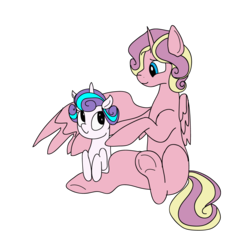 Size: 4134x4134 | Tagged: safe, artist:arirain, princess flurry heart, princess skyla, alicorn, pony, g4, absurd resolution, duo, family, female, looking at each other, mare, offspring, parent:princess cadance, parent:shining armor, parents:shiningcadance, simple background, transparent background