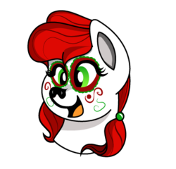 Size: 362x347 | Tagged: safe, artist:littletigressda, derpibooru exclusive, earth pony, pony, bust, face paint, female, generation leap, makeup, open mouth, simple background, solo, transparent background