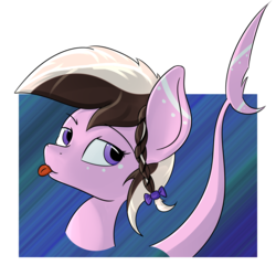Size: 2048x2048 | Tagged: safe, artist:twitchy rudder, oc, oc only, oc:ashee, original species, shark pony, bust, female, high res, solo, tongue out