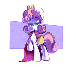 Size: 2161x1906 | Tagged: safe, artist:sourspot, sweetie belle, pony, g4, cape, clothes, female, filly, raised hoof, solo