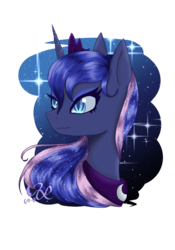 Size: 1024x1463 | Tagged: safe, artist:ivanadragmire, princess luna, g4, bust, female, smiling, solo, stars