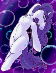 Size: 2550x3300 | Tagged: safe, artist:skoon, rarity, pony, unicorn, g4, abstract background, bubble, chest fluff, eyes closed, female, floppy ears, high res, mare, solo, sultry pose, swoon