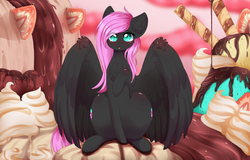Size: 1024x657 | Tagged: dead source, safe, artist:php146, oc, oc only, oc:cream cloud, pegasus, pony, cake, desert, female, food, ice cream, mare, solo