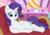 Size: 3642x2520 | Tagged: safe, artist:pabbley, artist:slb94, rarity, pony, g4, belly button, draw me like one of your french girls, eyeshadow, high res, lidded eyes, looking at you, lying down, makeup, on side, show accurate, titanic