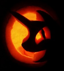Size: 1836x2040 | Tagged: safe, nightmare moon, g4, crescent moon, halloween, holiday, irl, jack-o-lantern, mare in the moon, moon, nightmare night, nightmare night symbol, photo, pumpkin