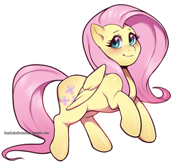 Size: 900x865 | Tagged: safe, artist:cupcakedrawings, fluttershy, pegasus, pony, g4, blushing, cute, female, looking at you, mare, shyabetes, simple background, smiling, solo, white background