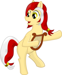 Size: 1254x1506 | Tagged: safe, artist:malte279, oc, oc only, oc:colonia, earth pony, pony, blank flank, dancing, free to use, lyre, musical instrument, simple background, transparent background, vector