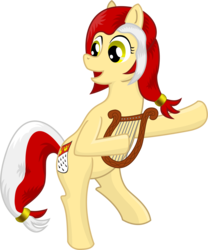Size: 1254x1506 | Tagged: safe, artist:malte279, oc, oc only, oc:colonia, earth pony, pony, dancing, female, free to use, lyre, mare, musical instrument, simple background, solo, transparent background, vector