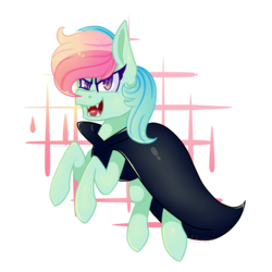 Size: 2000x2000 | Tagged: safe, artist:wintersnowy, oc, oc only, oc:gummy horizon, earth pony, pony, vampire, collaboration, digital art, high res, rainbow hair, rearing, simple background, transparent background