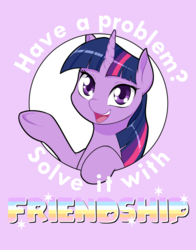 Size: 785x1000 | Tagged: safe, artist:dstears, part of a set, twilight sparkle, pony, g4, female, friendship, looking at you, mare, positive ponies, smiling, solo