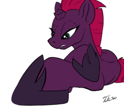 Size: 1200x1082 | Tagged: safe, artist:tsitra360, derpibooru exclusive, tempest shadow, pony, g4, my little pony: the movie, dialogue, floppy ears, horseshoes, simple background, transparent background